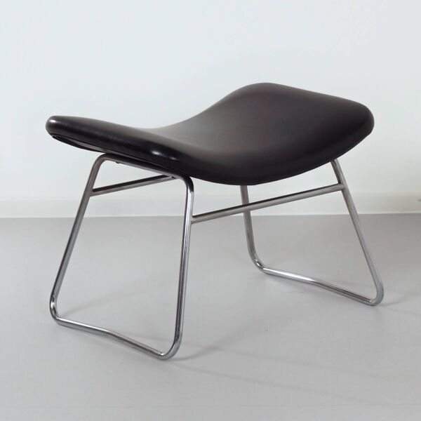 Repose-pieds vintage par rudolf wolf & jh rohe pour rohe noordwolde, années 1960   skai noir
