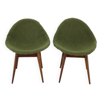 1960s Pair of Restored Shell Chairs in Bouclé, Czechoslovakia