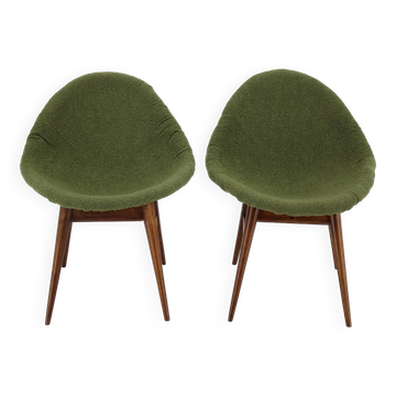 1960s Pair of Restored Shell Chairs in Bouclé, Czechoslovakia