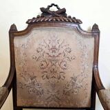 Pair of Louis XVI style queen-style armchairs in richly carved wood