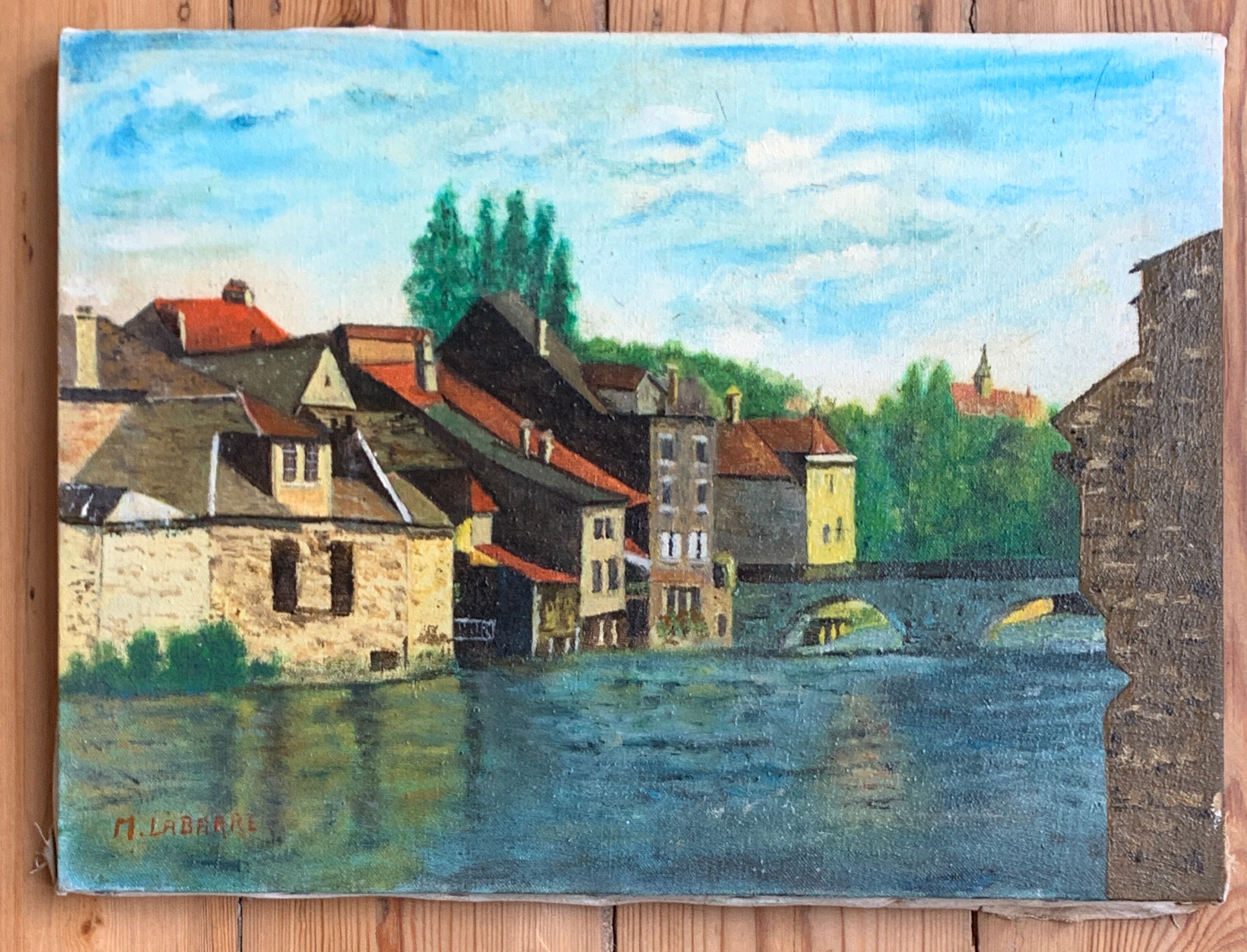 French school, 20th century: oil on canvas, Ornans, the village of Gustave Courbet - Jura