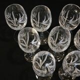 12 White Wine Glasses in Arques Crystal, Fleury Cut Flamépis Pattern