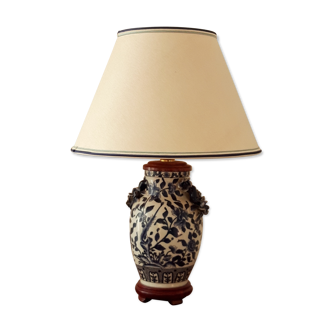 Lampe à poser en porcelaine bleu de Chine