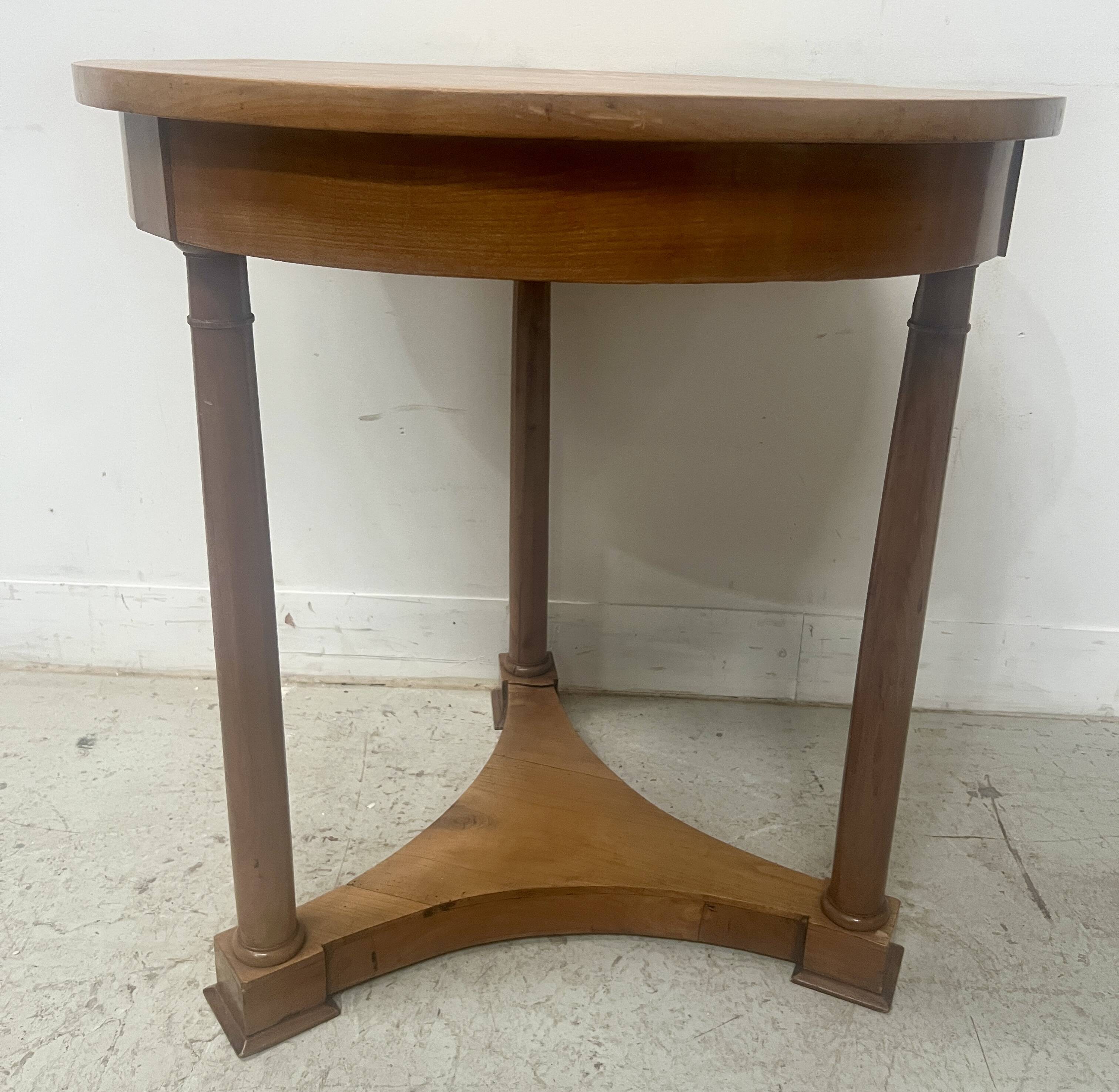 19th century round Empire-style cherrywood side table