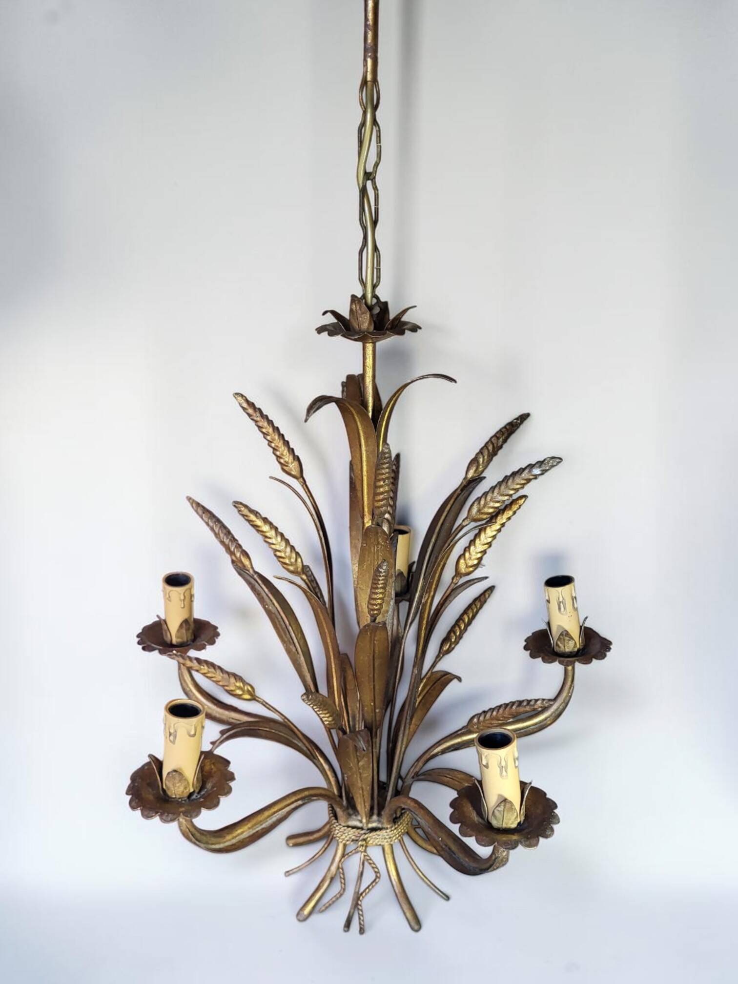 Lustre métal doré Hollywood Regency, Hans Kögl 1970's