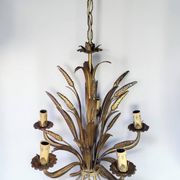 Golden metal chandelier Hollywood Regency, Hans Kögl 1970s