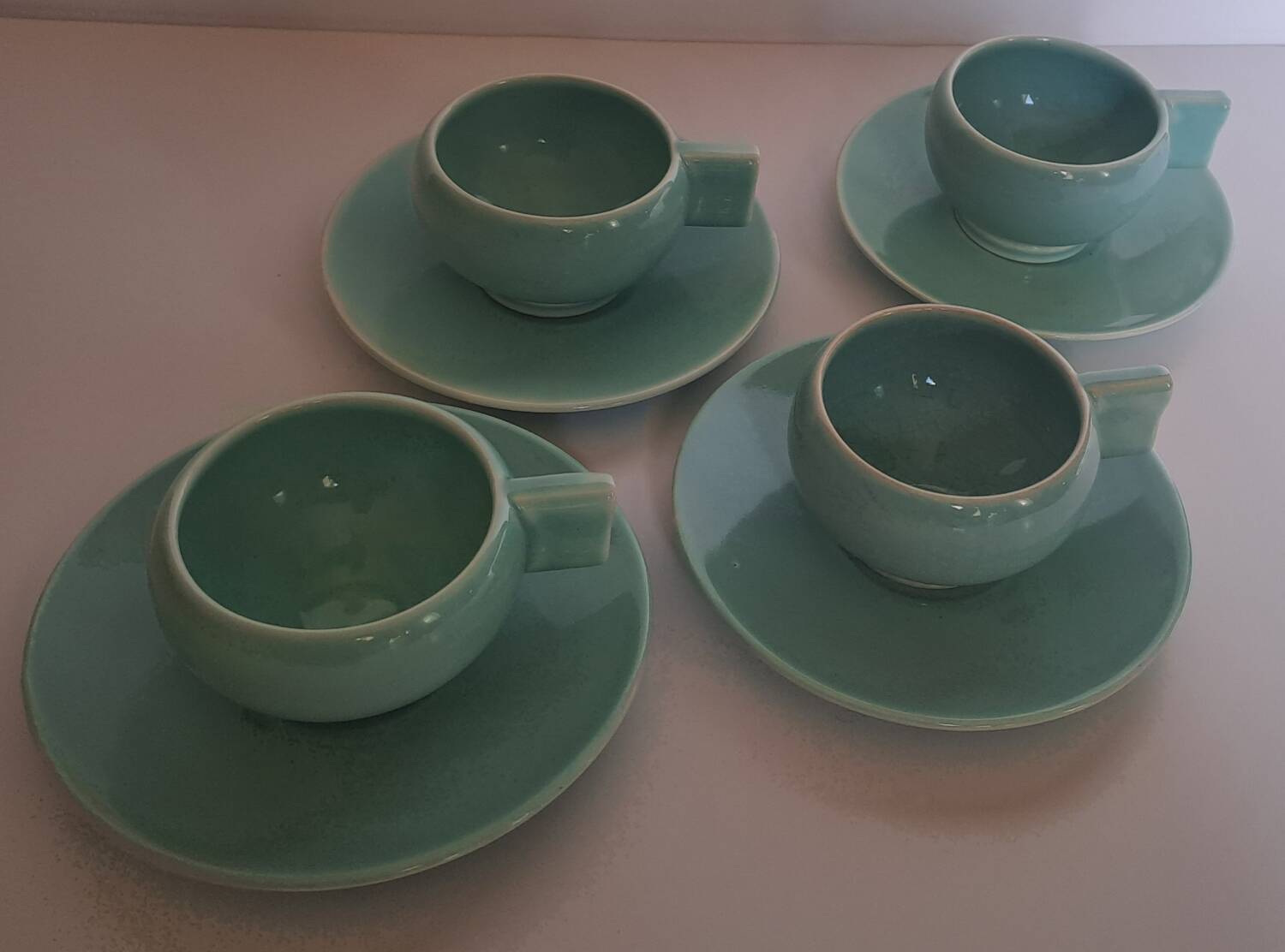 4 cups and saucers Robj Paris Villeroy and Boch Art Deco