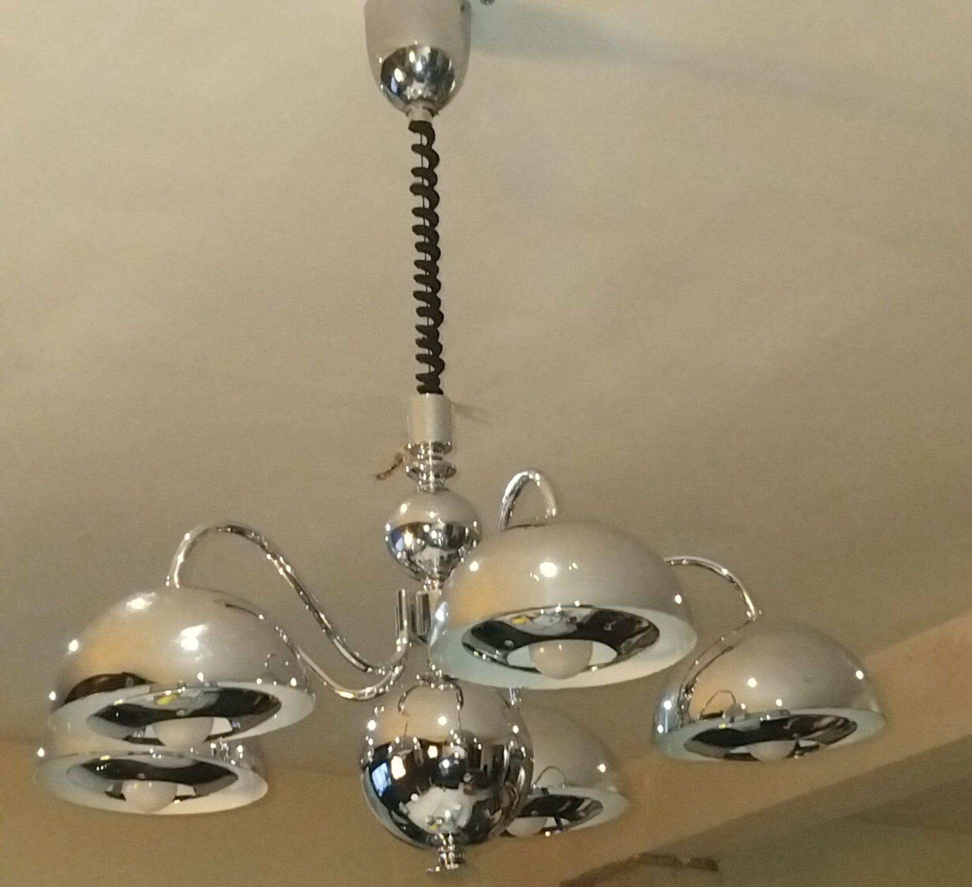 Chrome chandelier by gioffredo reggiani, 1970s
