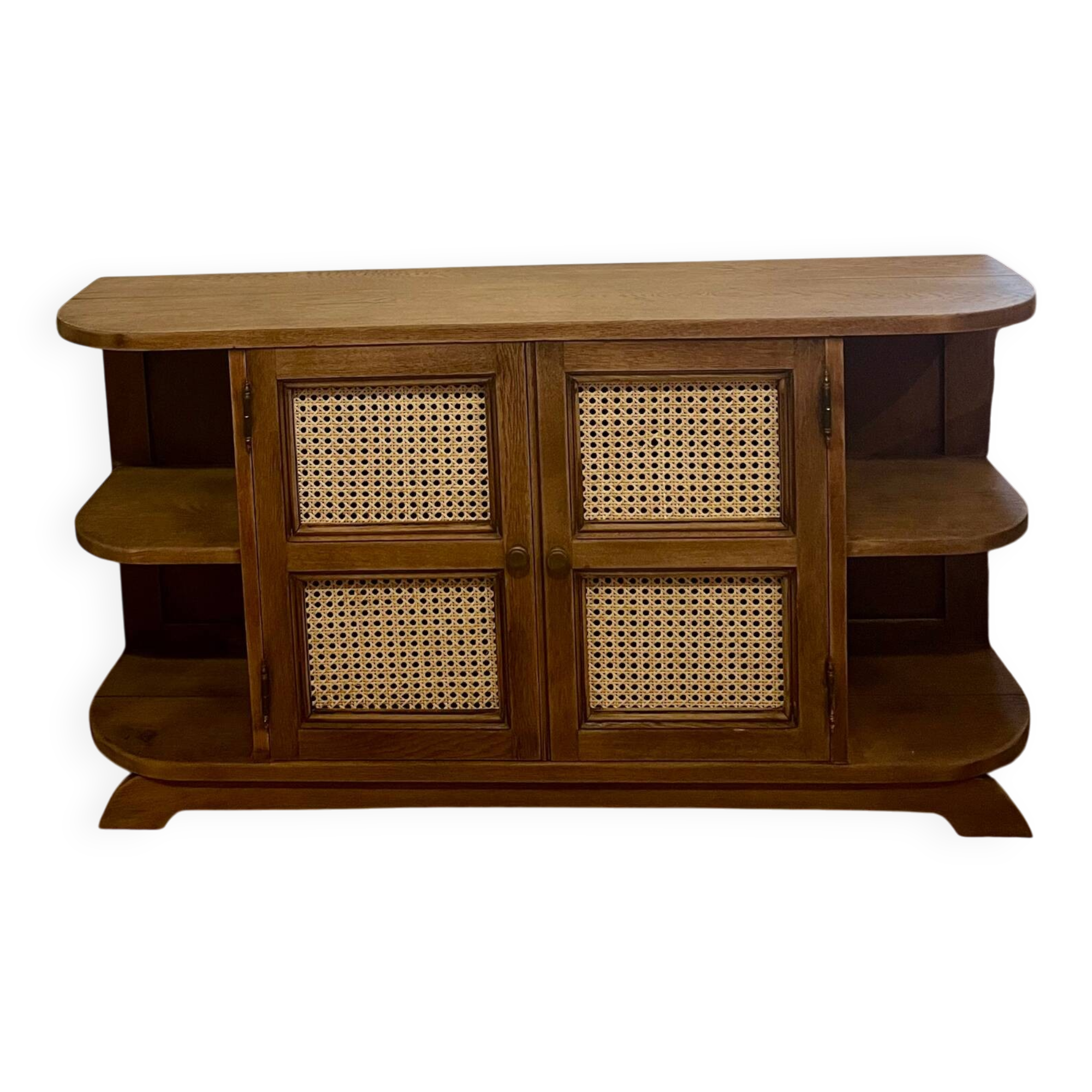 Unique old TV cabinet in raw solid oak.