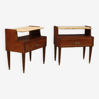 Paire de tables de chevet avec plateau en onyx des années 70