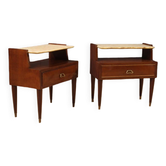 Pair of bedside tables with onyx top from the 70s