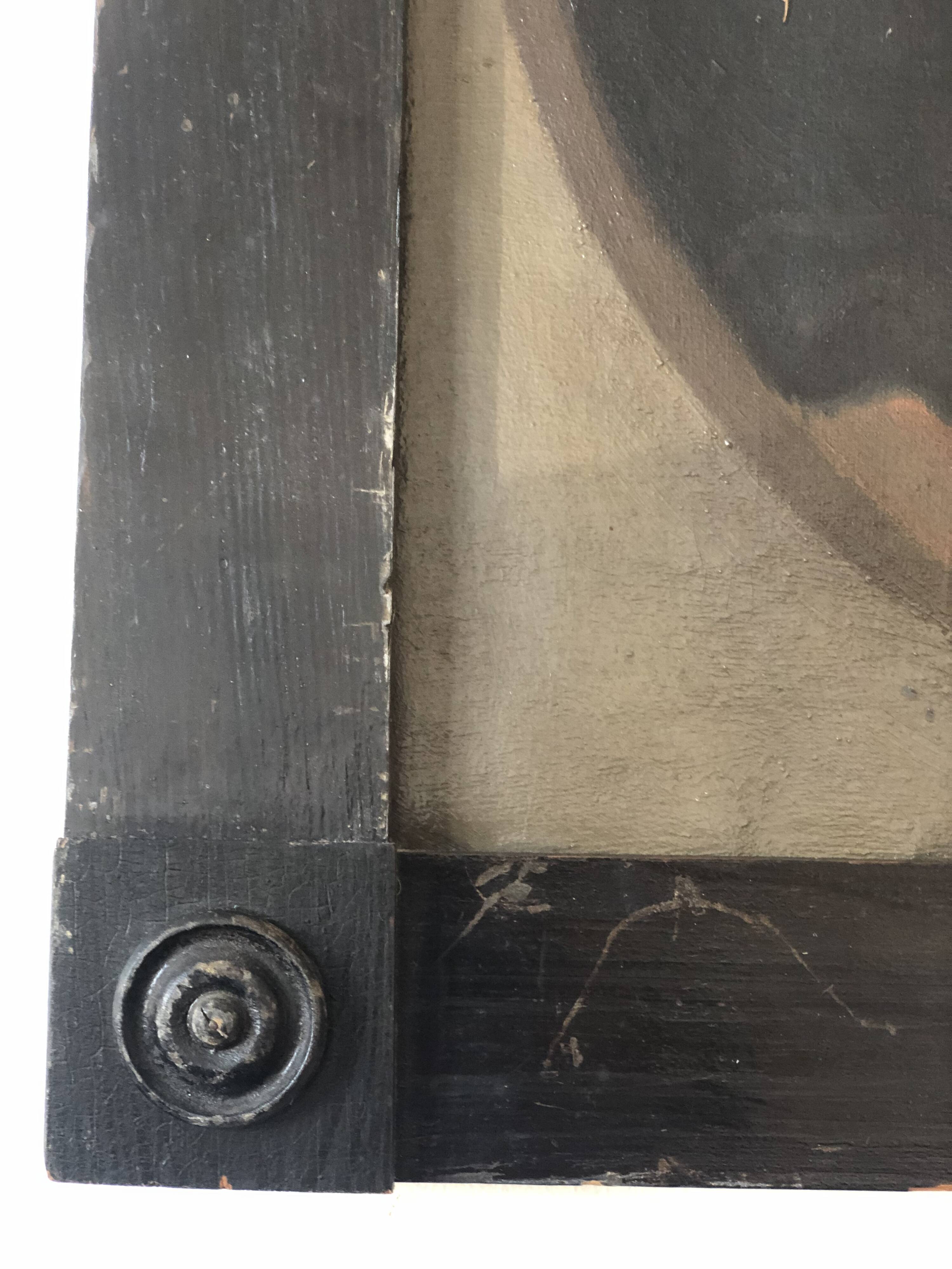 19th Century  Antique Vintage Large Original Portrait Painting of a German