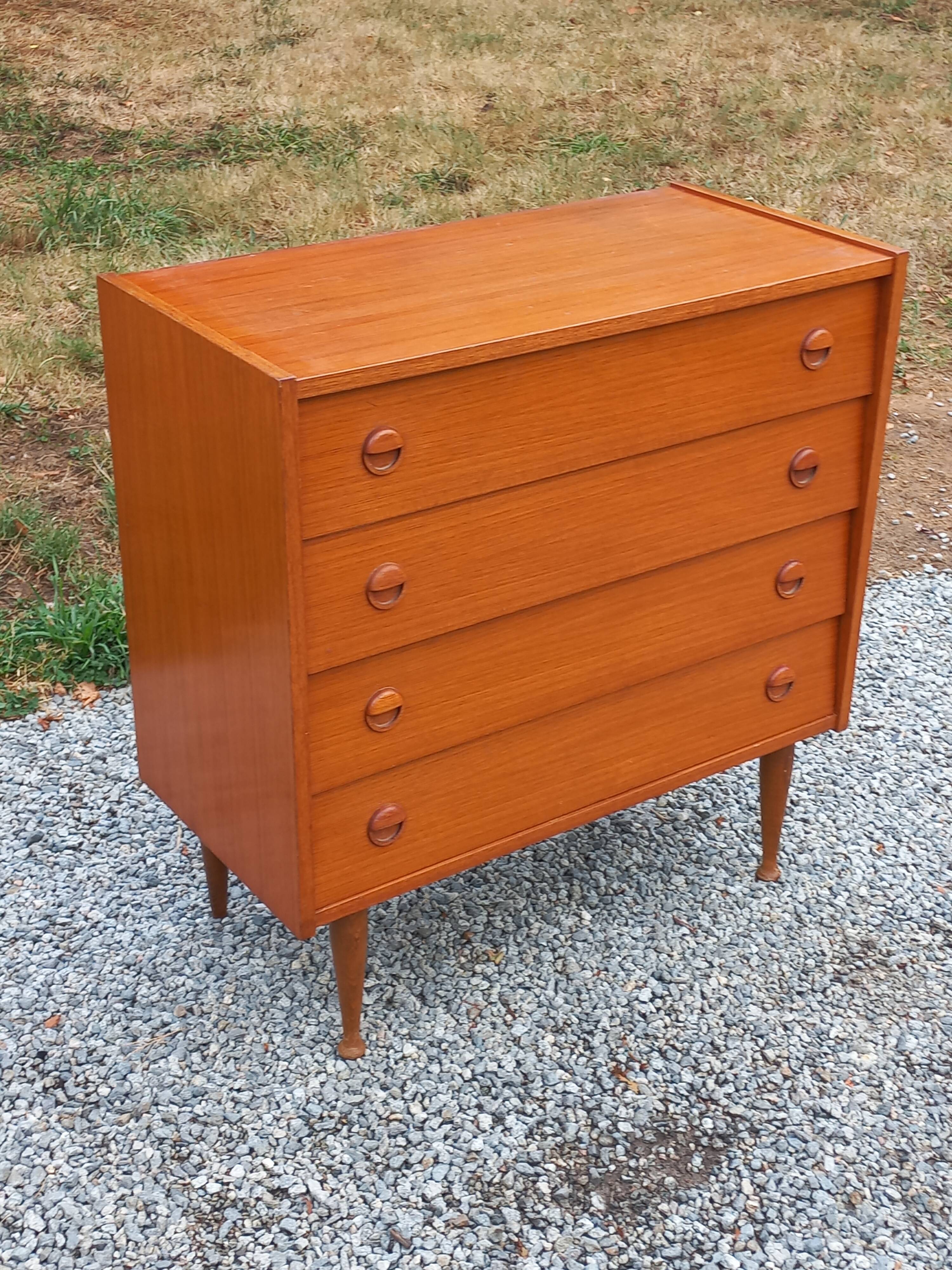 Scandinavian style 4-drawer teak chest of drawers, 1970s