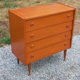 Scandinavian style 4-drawer teak chest of drawers, 1970s