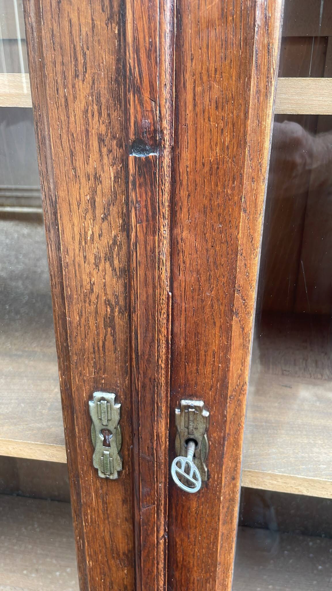 Oak library 1950s French Design Art Deco display cabinet