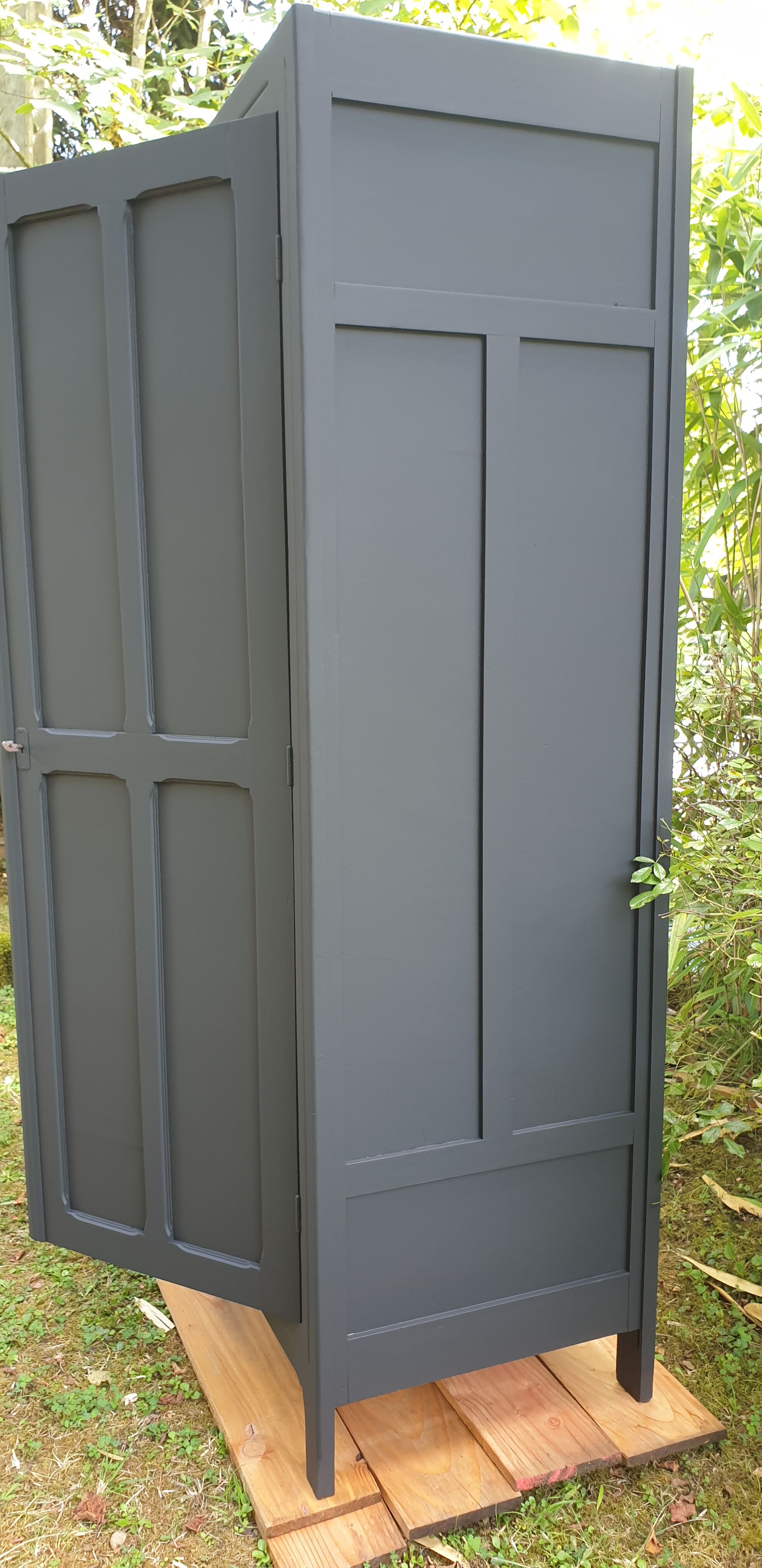 Black parisian wardrobe made of solid wood