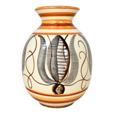 Kupittaan Savi vase hand-painted, tulip pattern, Finland, 1940s–50s