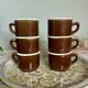 Set of 6 vintage brown glazed bistro coffee cups.