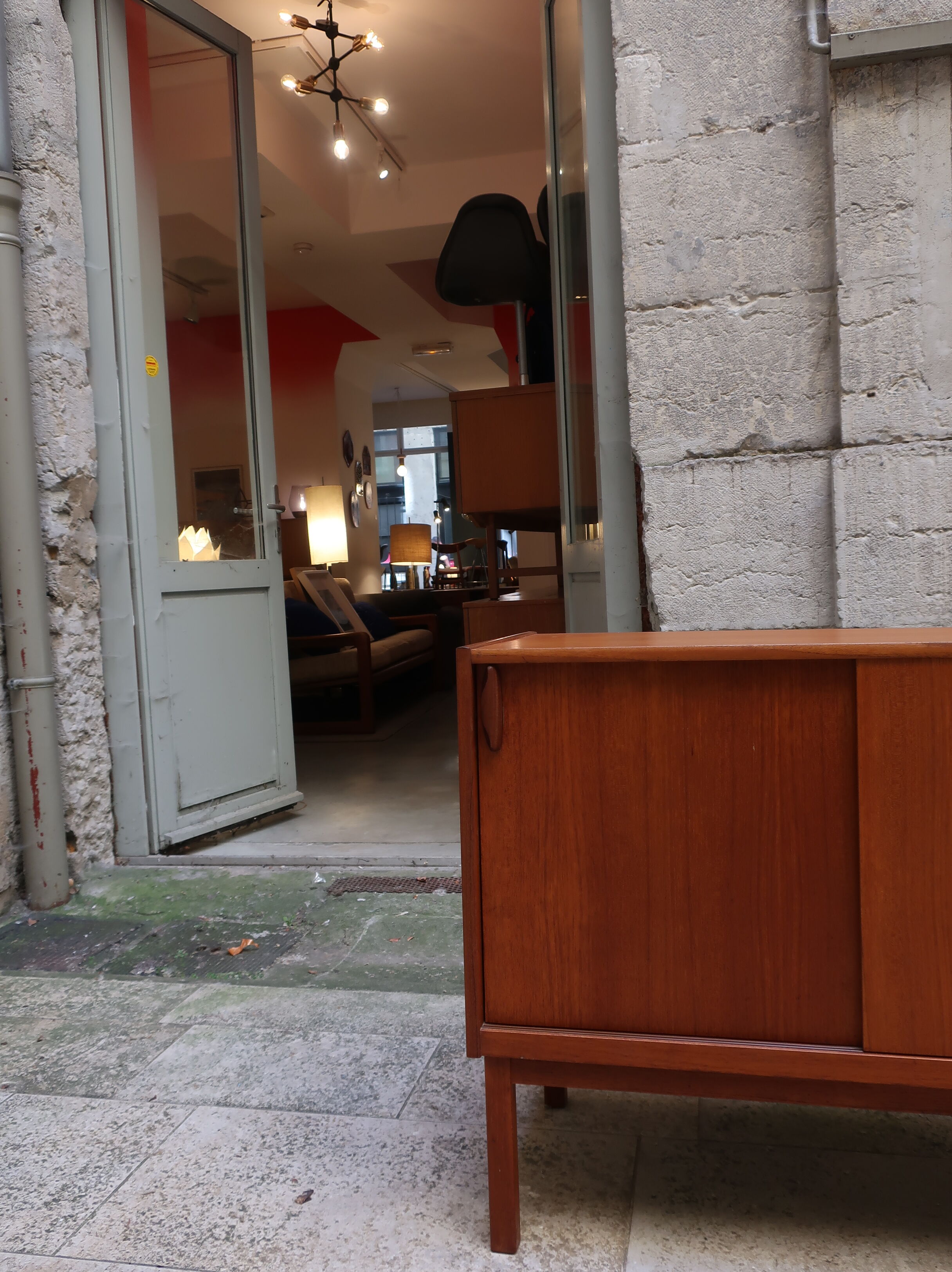 Two-door teak storage unit from the 1960s