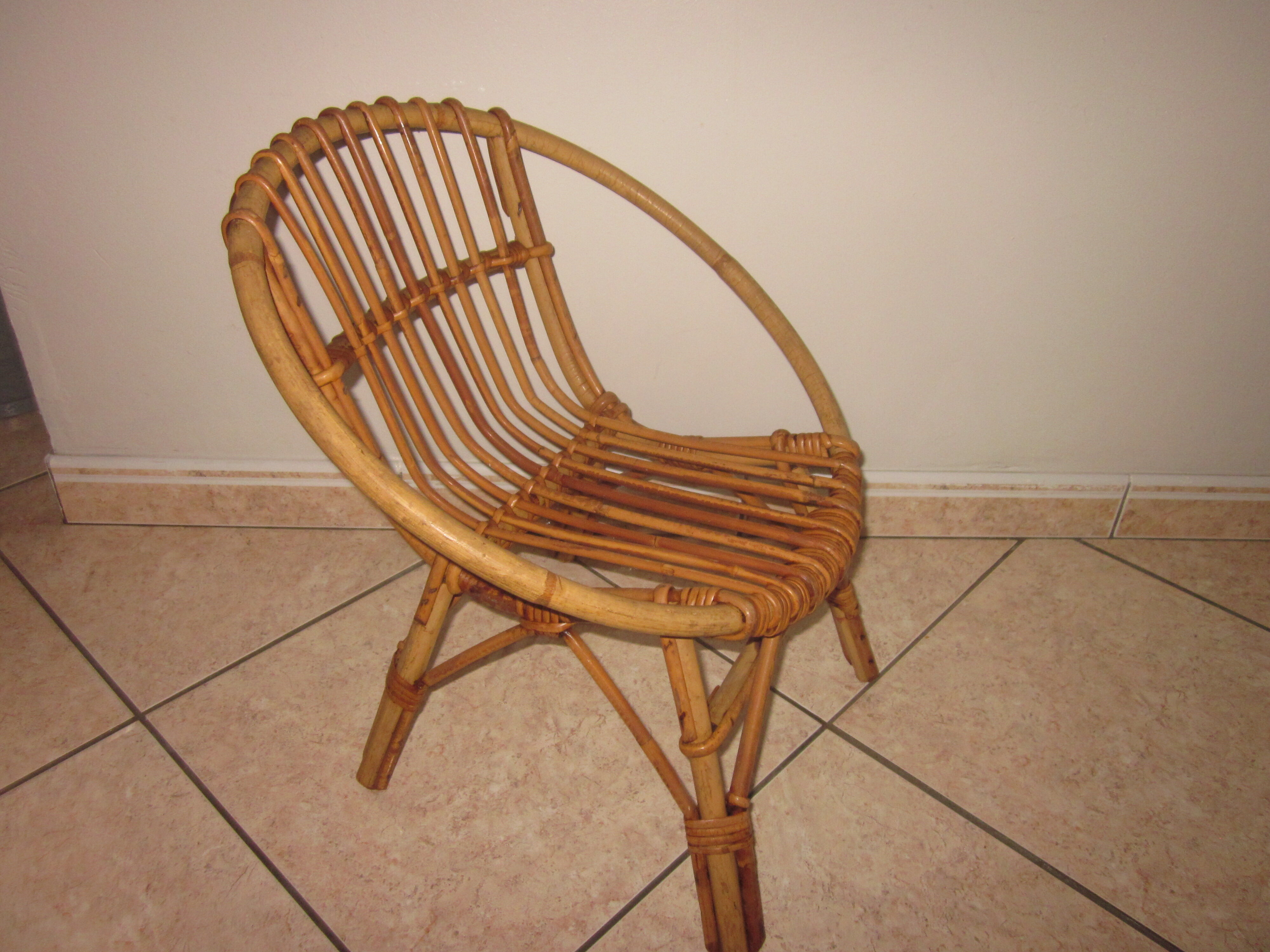 Vintage child rattan armchair