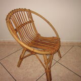 Vintage child rattan armchair