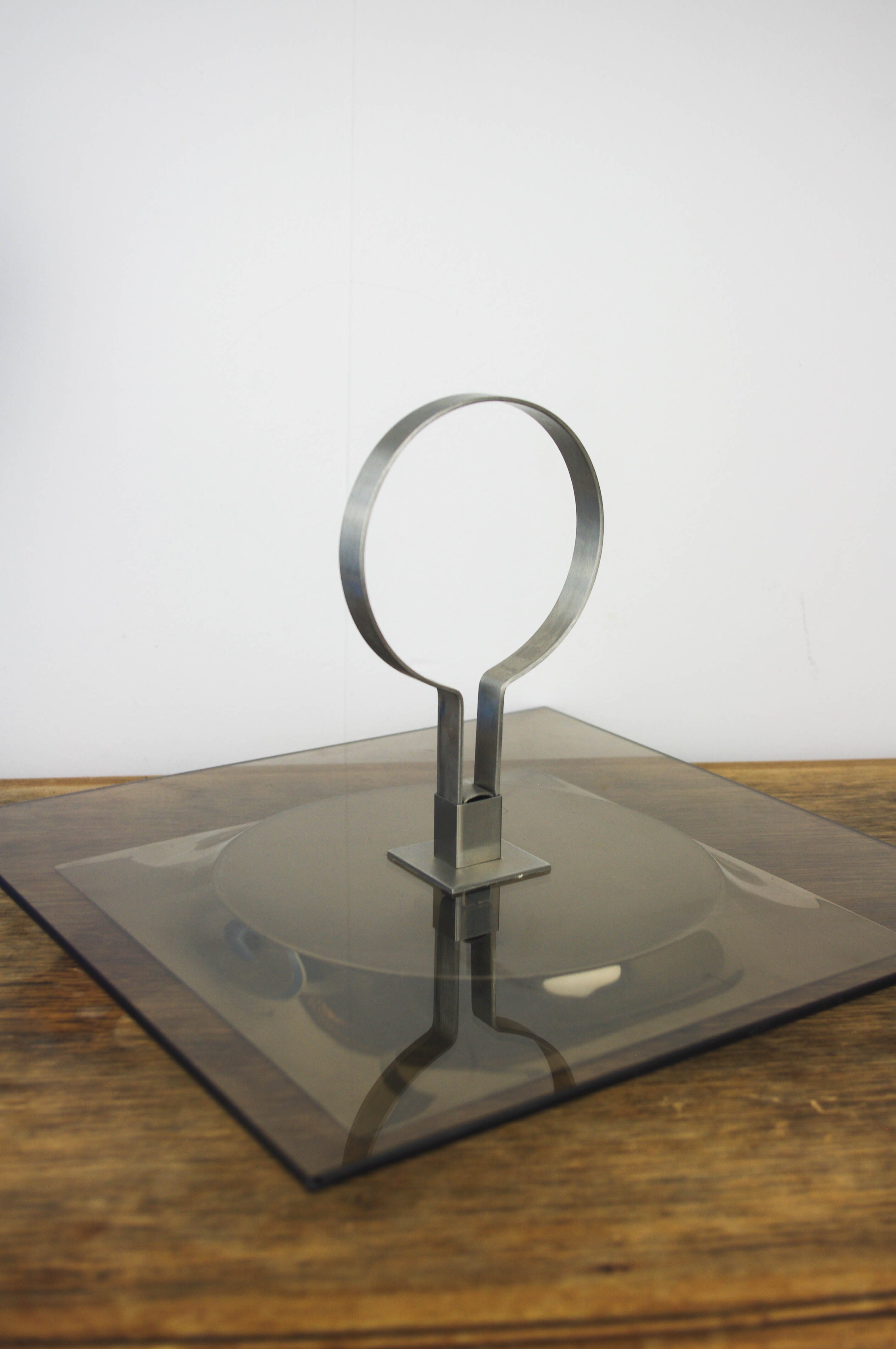 Smoked glass tray and chrome made in France