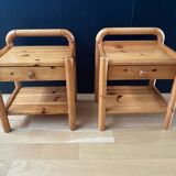 Pair of solid pine bedside tables
