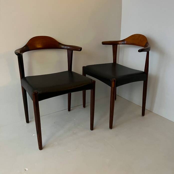 Chaise Jacob Hermann en cuir et palissandre
