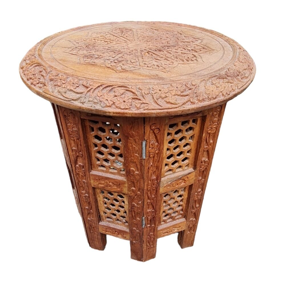 Folding wooden side table