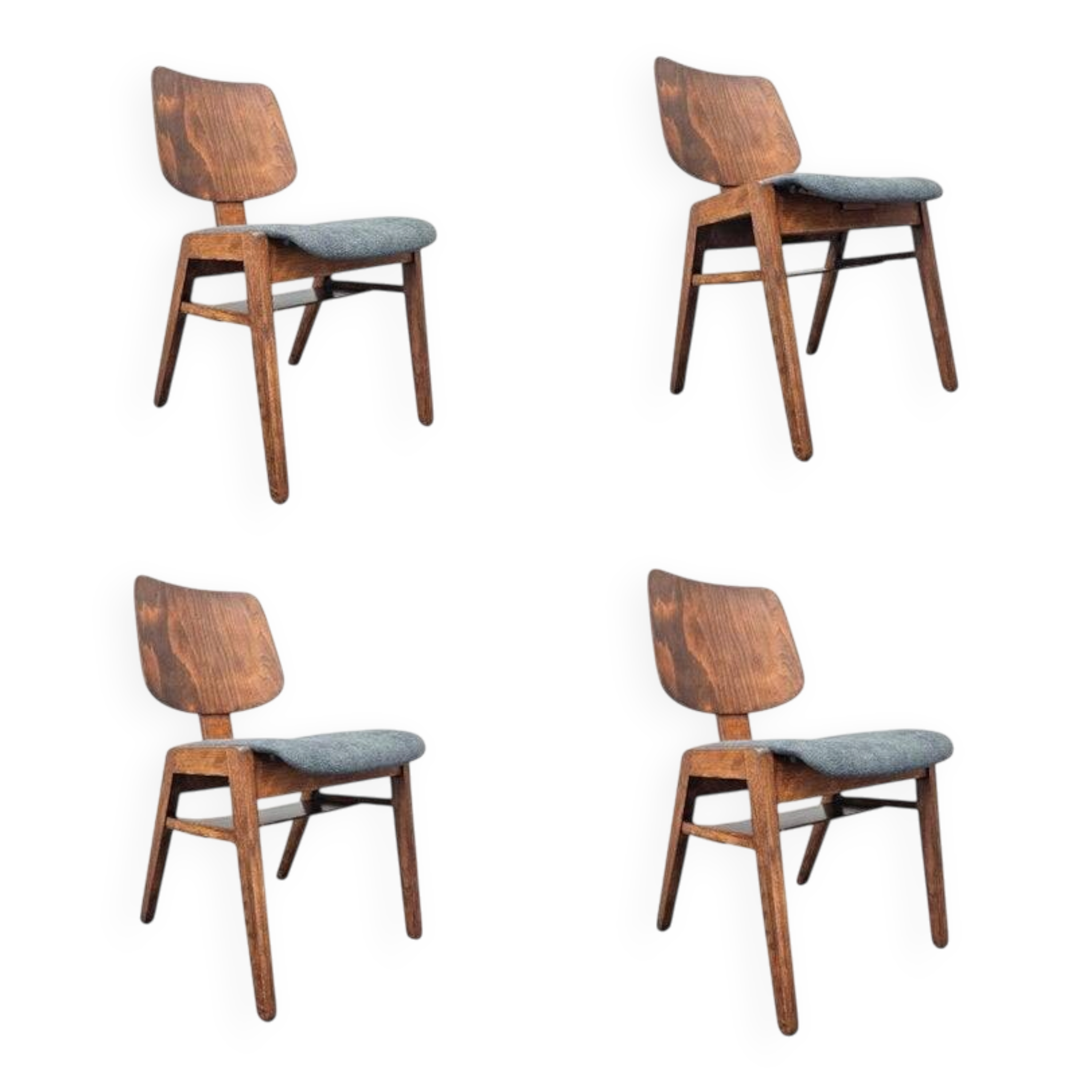Rare mid-century dining chair in the style of Eames, up to 8 available, 1960s