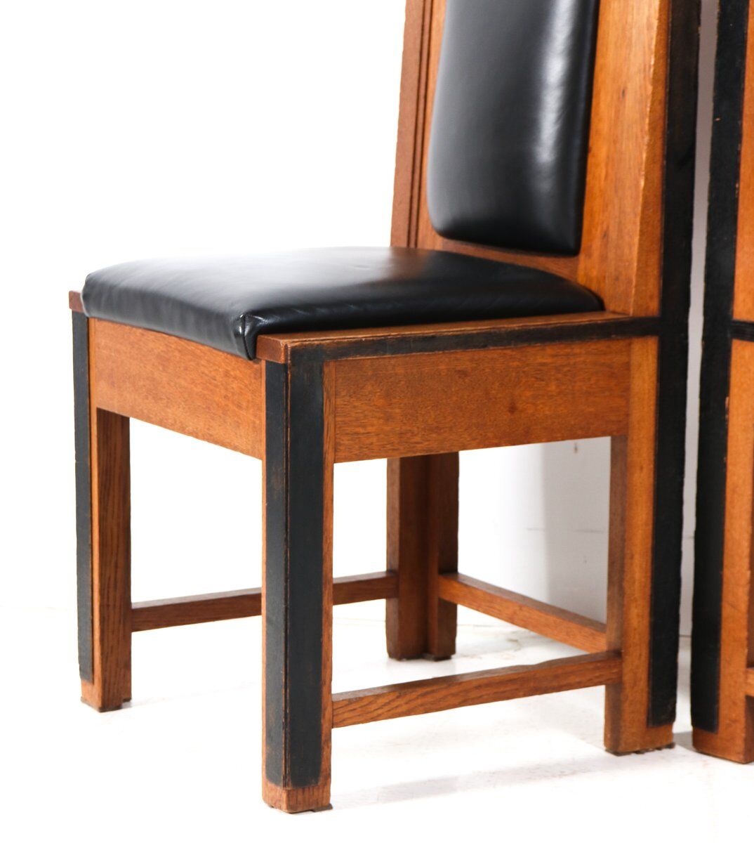 8 Art Deco modernist chairs in oak by Fa. Randoe Haarlem, 1920