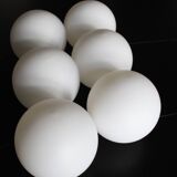 Metal chandelier and glass globes