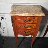 Louis XV style curved bedside table in marquetry