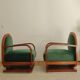 Paire de fauteuils art déco - velour de mohair vert
