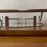 Old large Art Deco wooden coat rack with mirror
