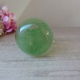 Small carafe in blown and bubble glass green color signed biot vintage