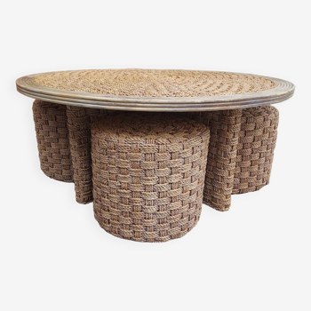 Rope coffee table and stools