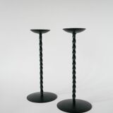 Pair of wrought iron candlesticks, Brutalist, 1970