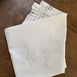 White cotton pillowcase with CS monogram