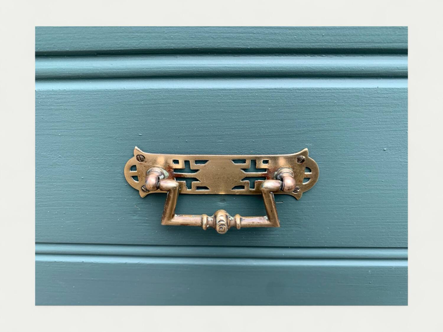 Old grey green high chest of drawers H160