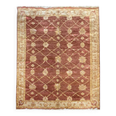 Indian Ziegler Rug, Large Rust Wool Handknotted Carpet, Livingroom Rug