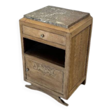 Art Deco single bedside table in solid oak, airbrushed