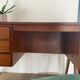 Bureau en chêne, piètement compas, 3 tiroirs, années 60