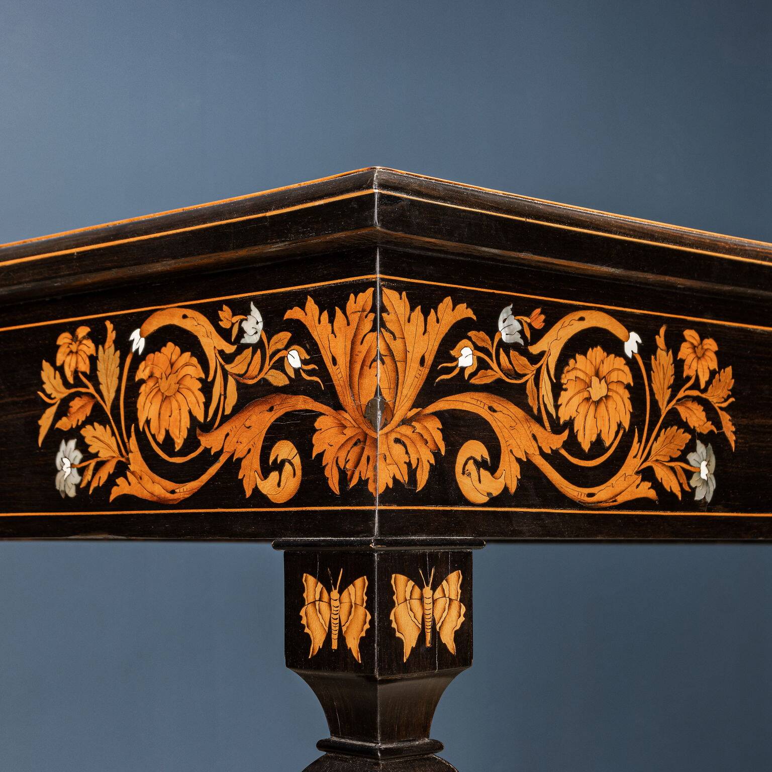 Antique table attributed to Luigi and Angiolo Falcini in chestnut wood, Italy, 19th century.