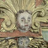 Large trumeau altarpiece composition of woodwork from the 18th century.