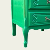 Vintage green oak chest of drawers from the 1960s.