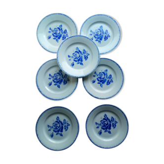 7 assiettes plates Digoin-Sarguemines, modèle "Claude" 1940