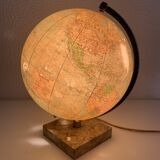 Globe vintage 1960 terrestre verre Perrina marbre mappemonde - 28 cm