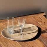 Large oval beige petrified wood dish or bowl D36x28 -3783