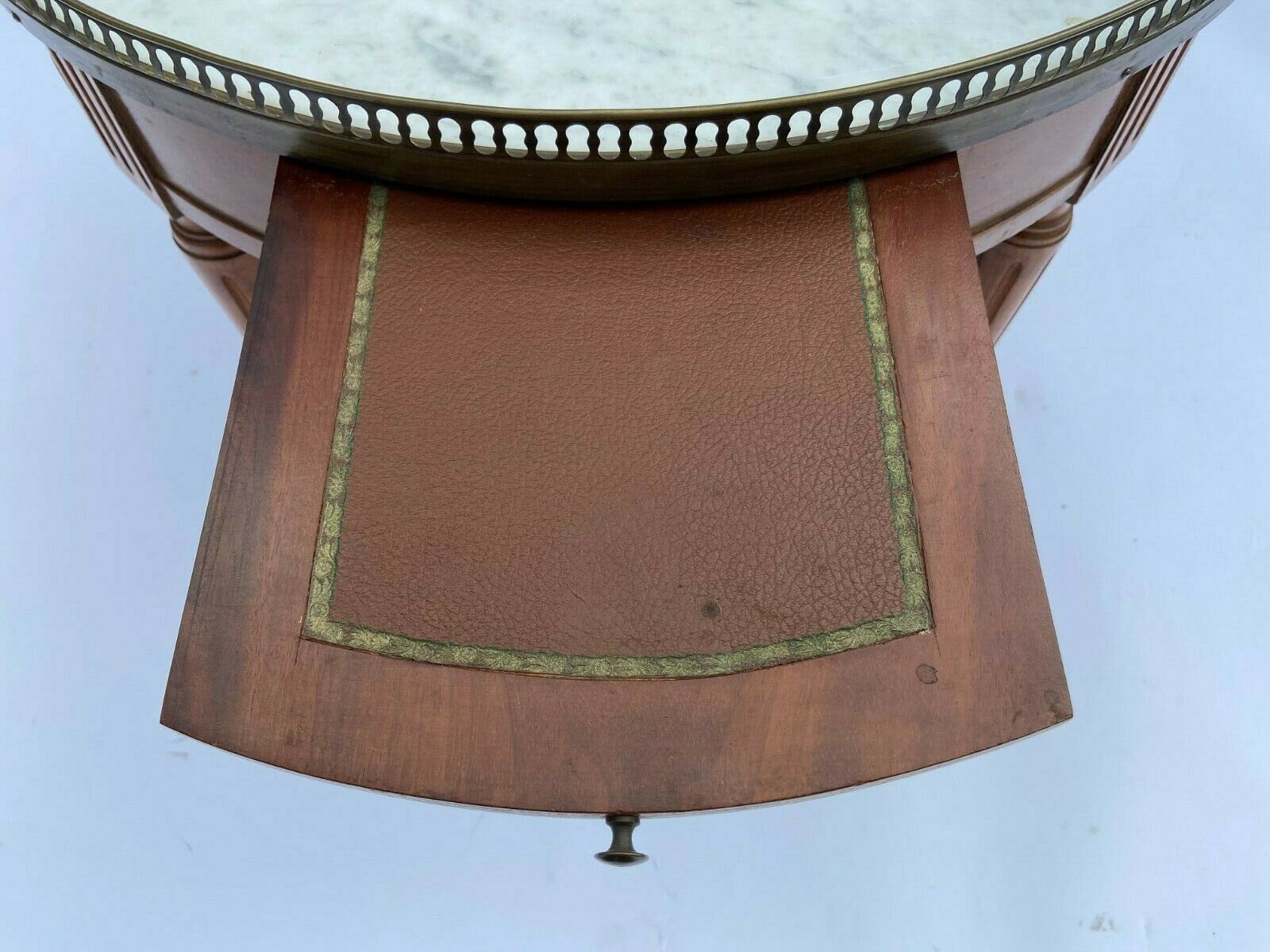 Table bouillote 1950 marble foot with louis xvi style gallery